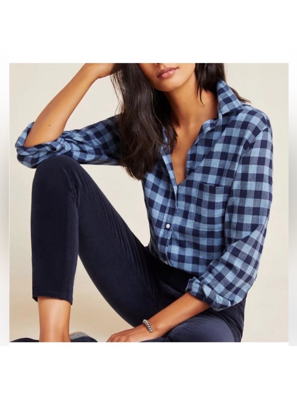 Grayson Anthropologie Women's The Hero Plaid Button Up Flannel Shirt Size Small